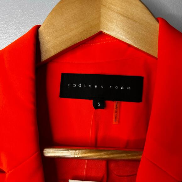 NWT Endless Rose Tailored Single Button Blazer Women’s Small Neon Orange - Picture 6 of 10